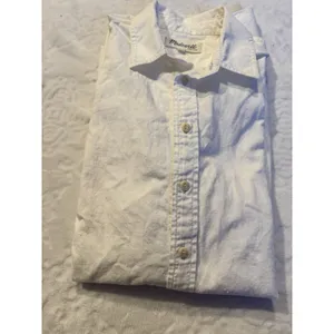 Madewell The Linen Blend Shirt Sz Medium White Button Up Classic Core Side Slit thumbnail 5