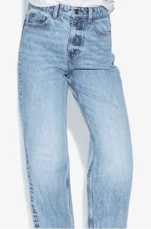 Zara High Waisted Wide Leg Blue Denim Jeans Size 8 thumbnail 1