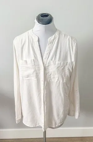 Anthropologie Calligraphie White Linen Shirt thumbnail 1