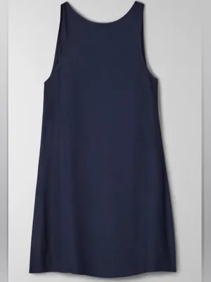 Aritzia Sunday Best Theo Dress Navy Blue V-Neck Mini Fit & Flare Dress Medium thumbnail 2