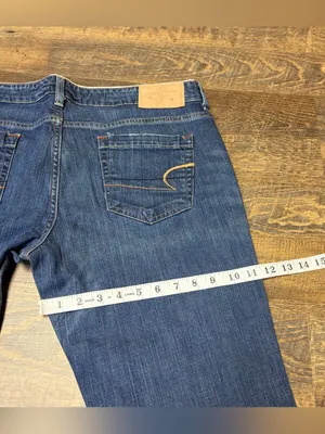 Vintage Y2K American Eagle AE Hipster Jeans Womens 14 Low Rise Flare Boho 2000s thumbnail 9