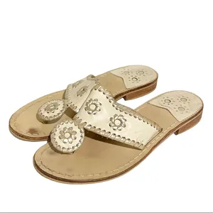 Jack Rogers Women's Size 6 Leather Palm Beach Navajo Classic Sandals Bone White‎ thumbnail 2