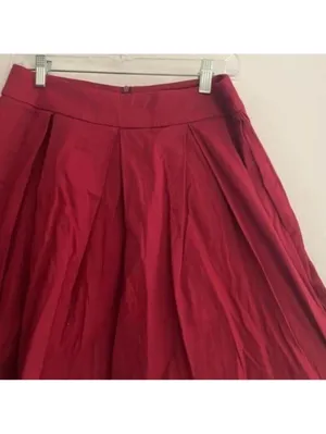 Red Pleated Skater skirt Style Circle Skirt Preppy Academia Ballet thumbnail 2