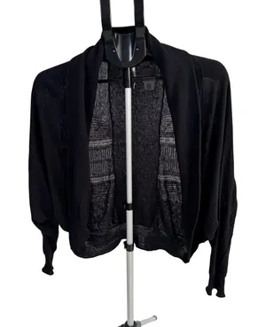 Free People Black Linen Blend Batwing Cardigan Open Front Knit Sweater XS/S‎ thumbnail 1