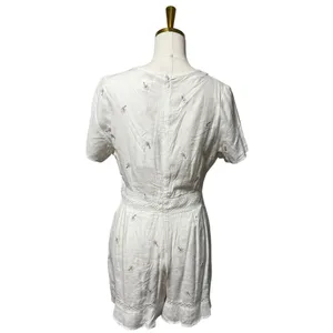 Foxiedox White Embroidered Lace Romper NWT Size L Cottagecore thumbnail 4