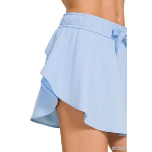 Zenana Soft Woven Active Skorts with Pockets - Lt. Blue - Large thumbnail 5