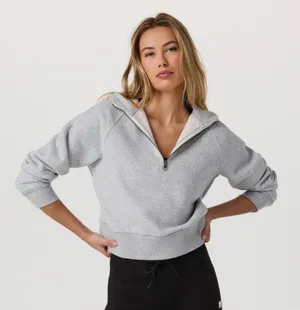 VUORI Restore Half Zip Hoodie in Light Heather Grey Size XL NEW thumbnail 1