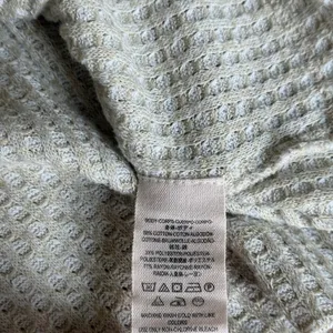 Free People Waffle Knit Cropped Mock Neck Thermal Top Beige Small Sweater Boho thumbnail 5