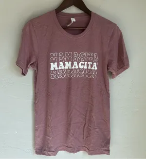 Bella Canvas Womens Small Mauve Pink Mamacita Graphic T-Shirt Retro Font Tee thumbnail 1