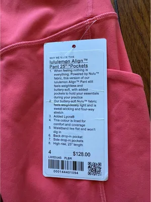 Lululemon Align With Pockets High-Rise 25” Pale Raspberry Size 4 NWT thumbnail 5