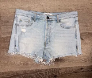 rag & bone Pale Blue Frayed Hem Denim Shorts thumbnail 1
