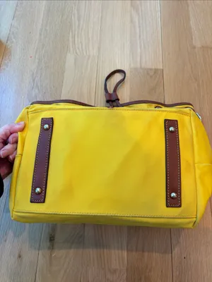 Vtg Dooney & Bourke Wayfarer Purse Yellow Nylon Leather Shoulder Bag thumbnail 4