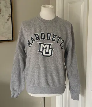 Cute Grey Marquette University Crewneck Sweatshirt thumbnail 3