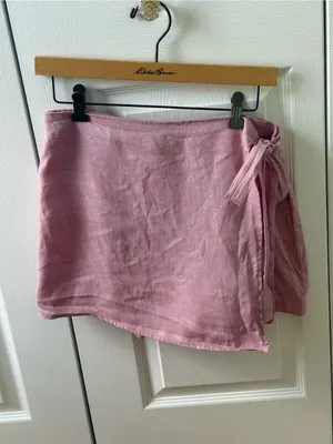 Reformation France Linen Two Piece Skort and Top Set in Pink thumbnail 4