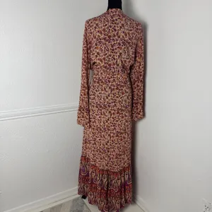 Talisman Boho Floral Paisley Maxi Duster Orange Purple M/L Whimsy Fairy Romantic thumbnail 5