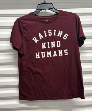 Nine West Burgundy Graphic Print 'Raising Kind Humans' T-Shirt Women's Size M thumbnail 1