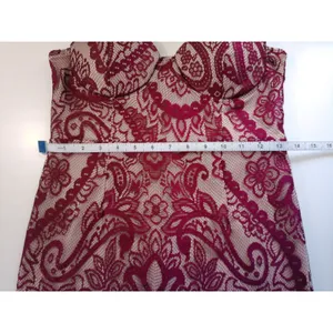 Lulus Burgundy Lace‎ Bustier Midi Dress Maroon Paisley Cocktail Dress Small thumbnail 13