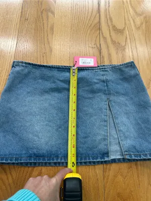 Edikted Slitted Denim Mini Skirt Blue Size M NWT Festival Grunge Streetwear thumbnail 6