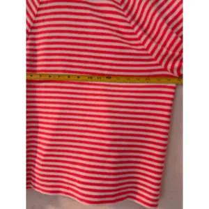 Lilly Pulitzer Pink White Striped V-Neck Pullover Sweater Kangaroo Pocket Medium thumbnail 2
