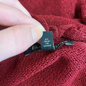 Eileen Fisher‎ Wine Red Linen Blend Open Knit Open Front Ruffle Cardigan Size XS thumbnail 7