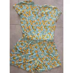 Alex's Lemonade Stand Lemon Fruit Romper Size L Pockets Stretch Drawstring Waist Blue Size L thumbnail 2