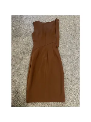 Calvin Klein Brown Bow Shoulder Midi Dress Size 2 thumbnail 9