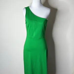 Lulus Green One Shoulder Good Times Only Maxi Dress thumbnail 3