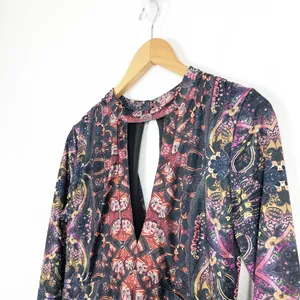 Free People Cabaret Long Sleeve Maxi Dress Medium Sunrise Combo Stretch thumbnail 7