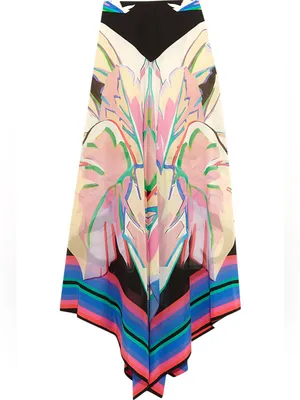 NWT Roberto Cavalli Resortwear Gonna Assymetrical Silk Maxi Skirt US 6 thumbnail 2