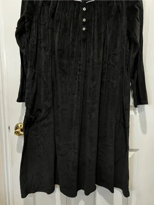 Aria Collection Velour Long Sleeve Nightgown Pajama Dress Lounge Size XL Black thumbnail 5