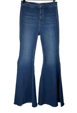 Free People Just Float On Flare Jeans Sz 26 Dark Wash Denim Stretch Western thumbnail 4