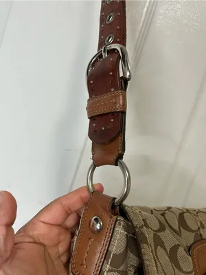 COACH SoHo Y2K Brown & Tan Signature Canvas Crossbody with Leather Buckle thumbnail 3