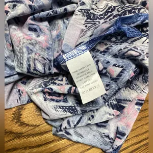 Sew in Love boho peasant blouse multi blue and pink geometric print. Size Large thumbnail 4