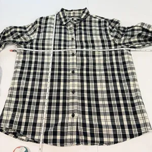 LL Bean Black/White Scotch Plaid Cotton Flannel Button Shirt Relaxed Fit MEDIUM thumbnail 7