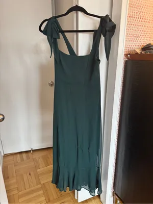Claire Midi Dress Show Me Your Mumu Emerald Chiffon Wedding guest bridesmaid thumbnail 5