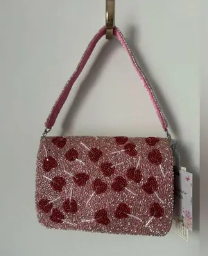 viral beaded lollipop shoulder bag sequins hand made Pink thumbnail 3