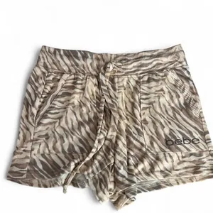 NWT Bebe Sport Tiger Print Ribbed Knit Lounge Shorts Tan Brown Size S thumbnail 2