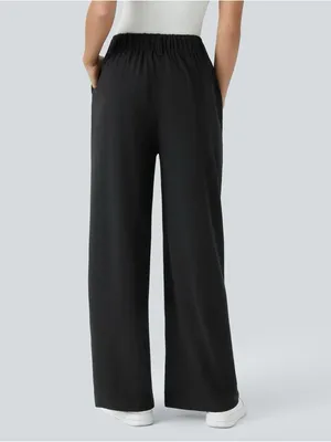 Halara Flex High Waisted Pocket Wide Leg Waffle Work Pants Sz L petite thumbnail 2