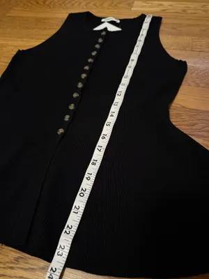 Sleeveless Peplum Top Black Sweater Button Detail size M thumbnail 8