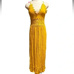 Lulu's Small This Love Mustard Yellow Lace Maxi Dress Size S thumbnail 3
