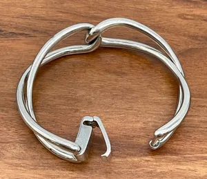 Michael Kors Silver Tone Knot Bracelet Hinged Bangle Signed Minimalist Statement thumbnail 1
