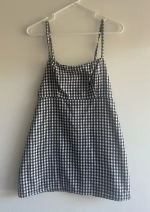 Brandy Melville Karla Black White Gingham Mini Dress thumbnail 1