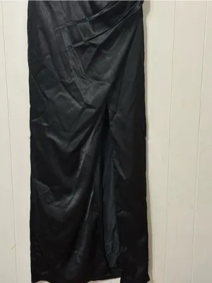 Azazie Zaya Black Satin Halter Maxi Dress Size A8 Formal Gown thumbnail 4