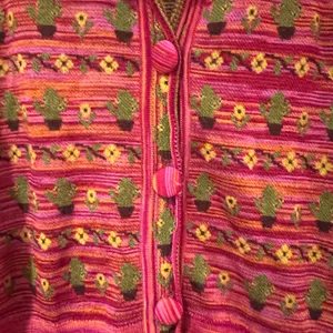 ZARA Cactus Flower Jacquard Knit Lightweight Cardigan‎ Sweater Jacket Size Small thumbnail 10