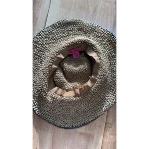 Betsey Johnson Womens Brown Black Paper Straw Floppy Sun Hat Rainbow‎ Trim OS thumbnail 3