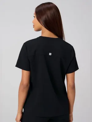 FABLETICS Women’s Med Athletic V-Neck Scrub Top Solid Black Short Sleeve thumbnail 2