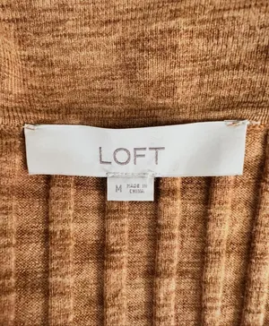 LOFT Brown Ribbed Polo Midi Knit Sweater Dress Size M Long Sleeve Pullover thumbnail 9