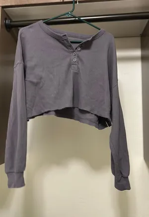 Aeropostale Long Sleeve Waffle Knit Cropped thumbnail 1