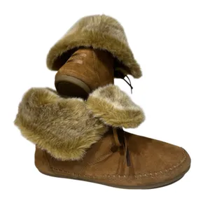 TOMS Nepal Chestnut Brown Suede Faux‎ Fur Trim Moccasin Boots Womens 8.5 710515 thumbnail 10
