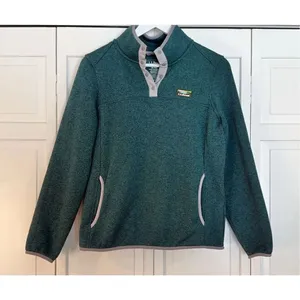 L.L. Bean snap neck fleece pullover size MP green thumbnail 4